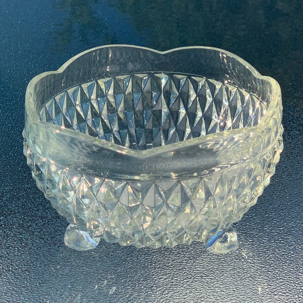 Diamond Point 3-Footed Candy Dish